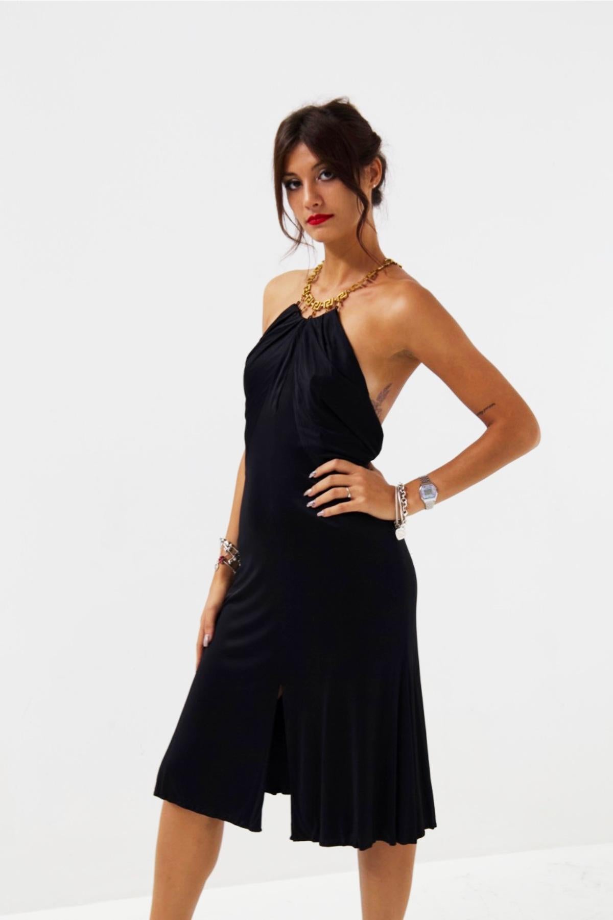 Gianni Versace Black Medusa Evening Dress For Sale 7