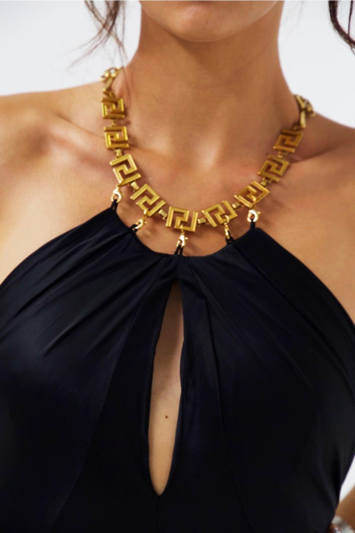 Gianni Versace Black Medusa Evening Dress For Sale 1