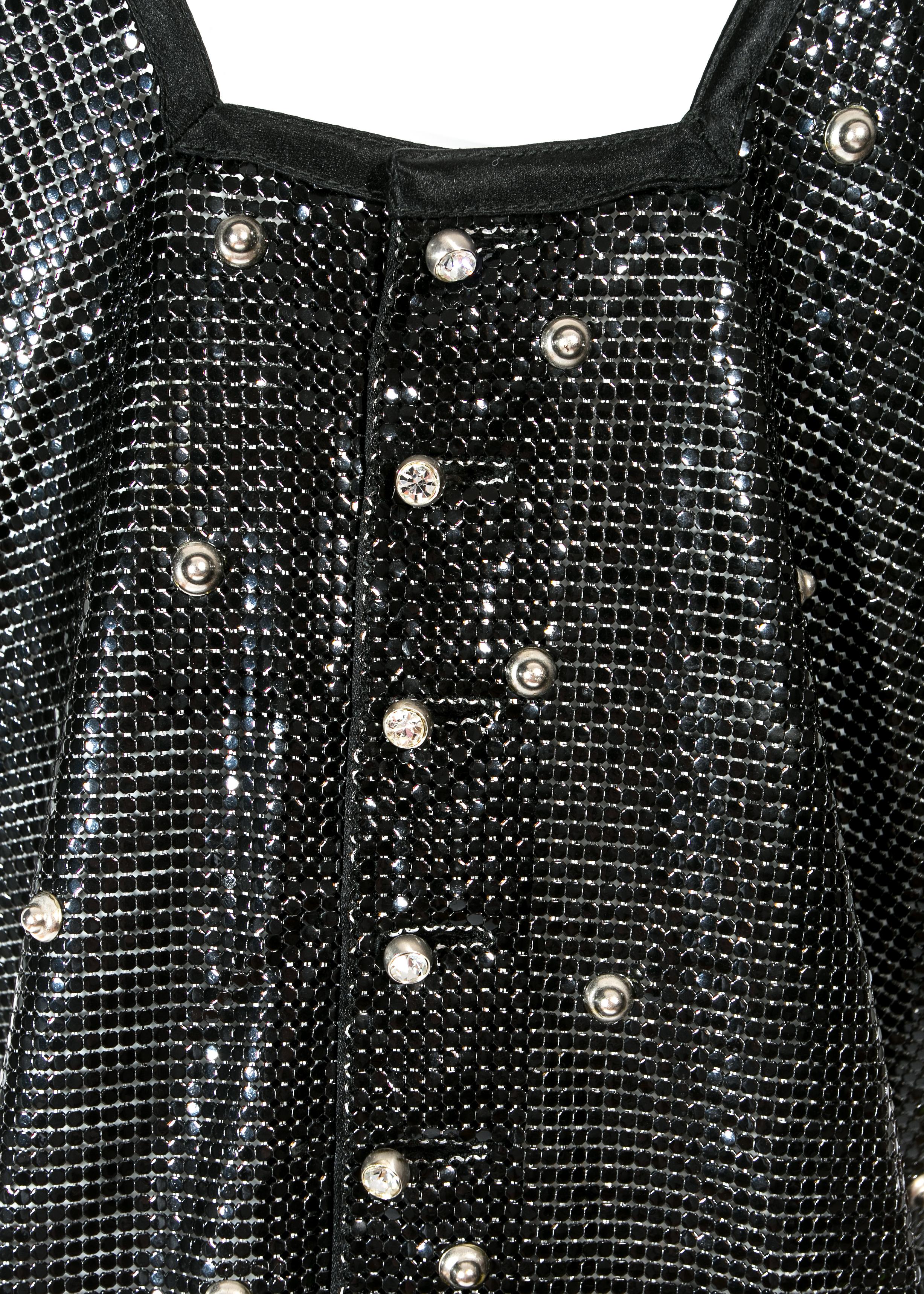 Gianni Versace black studded metal mesh chainmail shift dress, A/W 1983 In Good Condition For Sale In London, GB