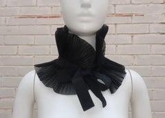 Gianni Versace Black Micro Pleated Ruff Frill Collar, 1990's