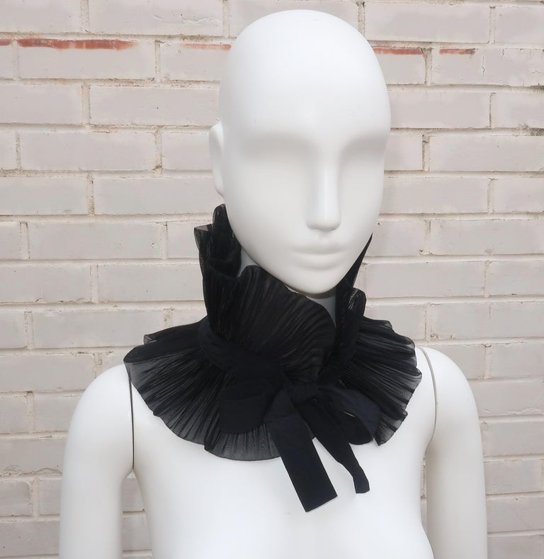 Gianni Versace Black Micro Pleated Ruff Frill Collar, 1990's at 1stDibs