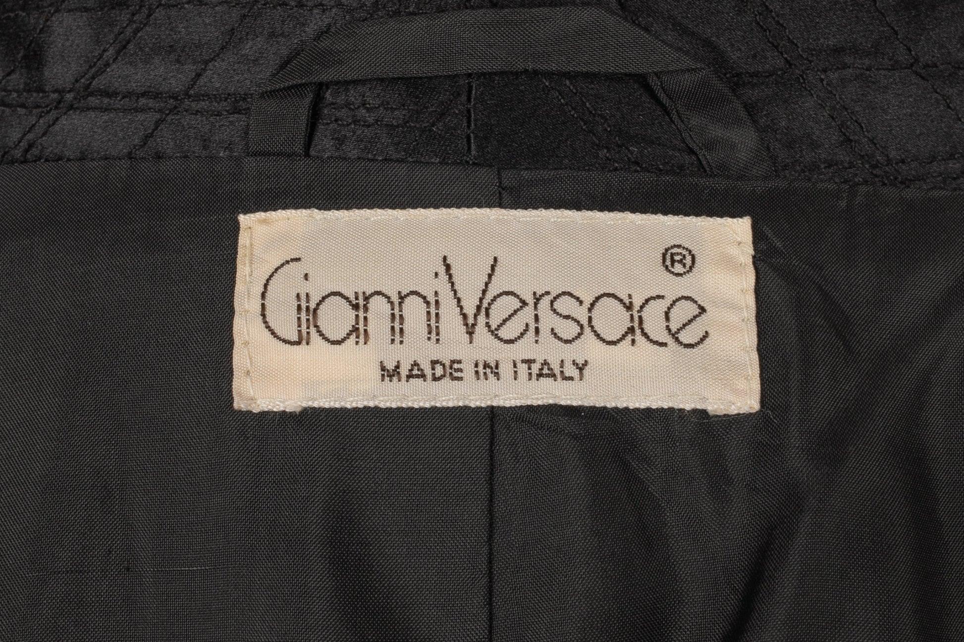 Gianni Versace Black Mid-length Men Coat For Sale 5