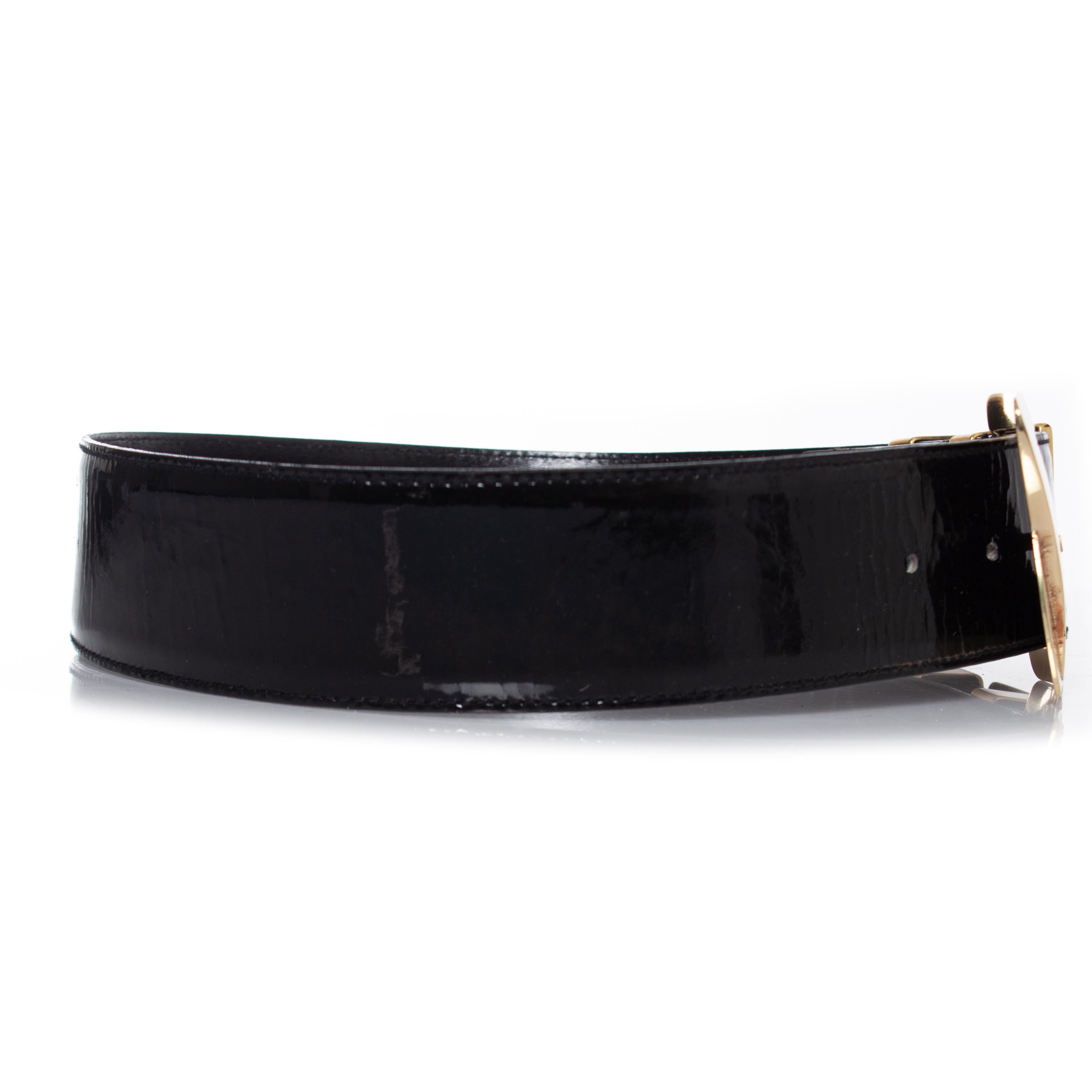 Black Gianni versace, black patent leather waist belt For Sale
