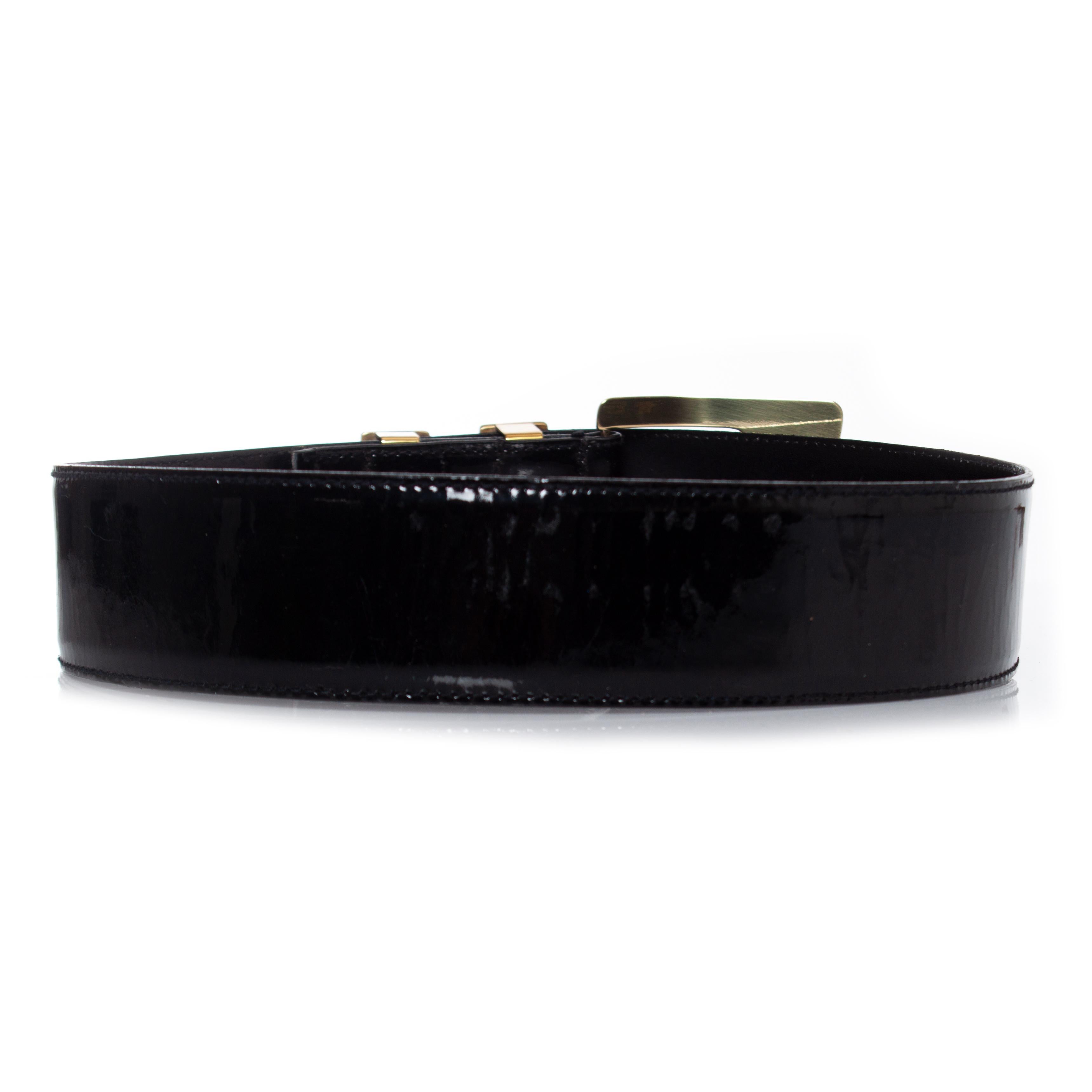 Women's Gianni versace, black patent leather waist belt For Sale