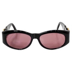 Gianni Versace Schwarz & Rosa getönte Medusa Medaillon Sonnenbrille circa 1990s