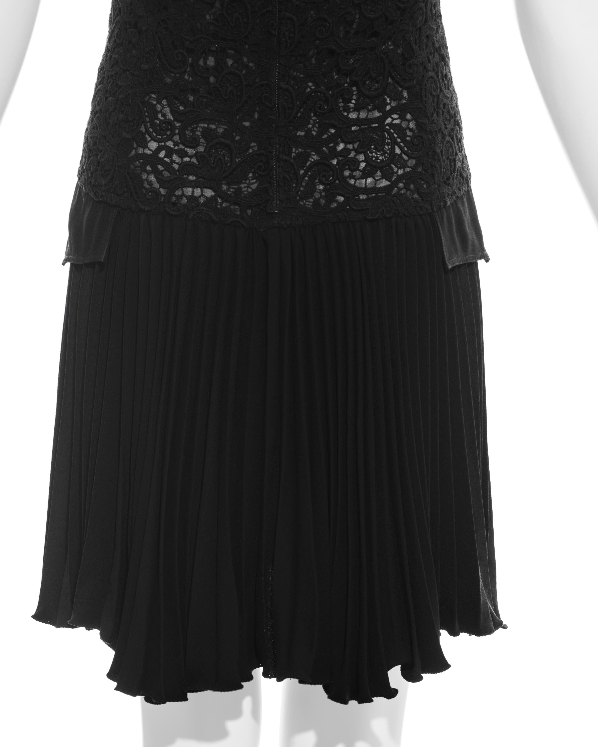 Gianni Versace black pleated and lace evening dress, ss 1994 For Sale 1