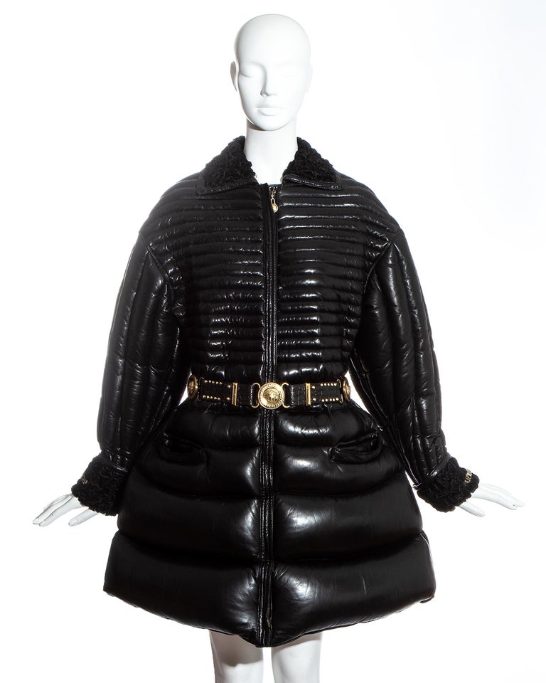 chinese dress ladies Womens Black Quilted Studded Detail Gold Buttoned A Line Mini Leather   Hides and Cult