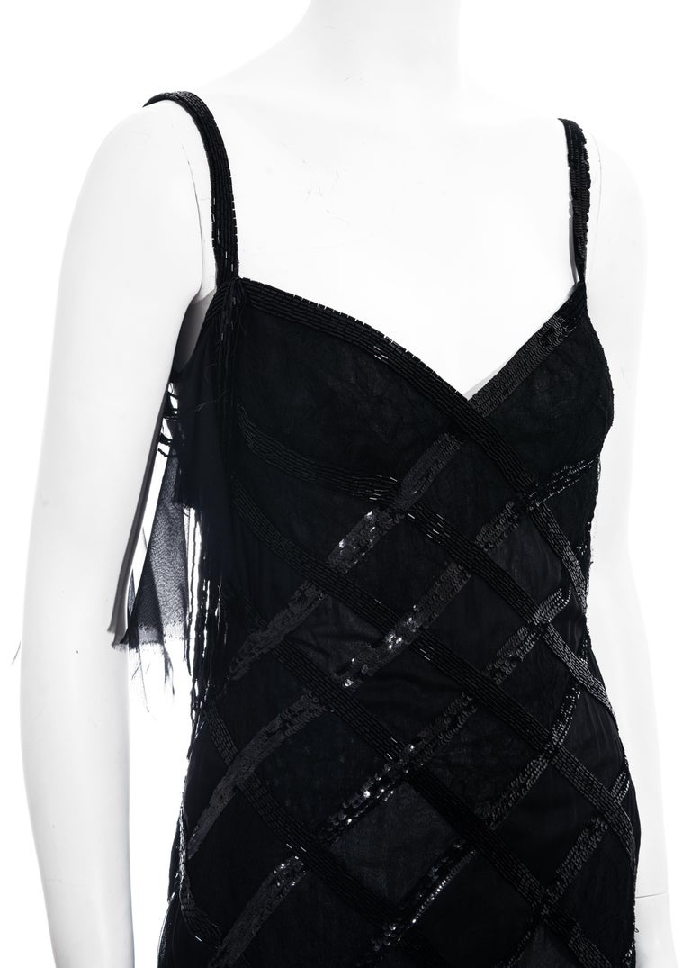 Gianni Versace Black Silk and Lace Beaded Mini Dress, SS 2003 For Sale at  1stDibs | black beaded mini dress, gianni versace silk mini dress, versace  mini black dress