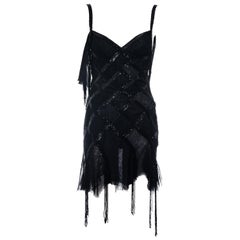 Gianni Versace black silk and lace beaded mini dress, c. 2003