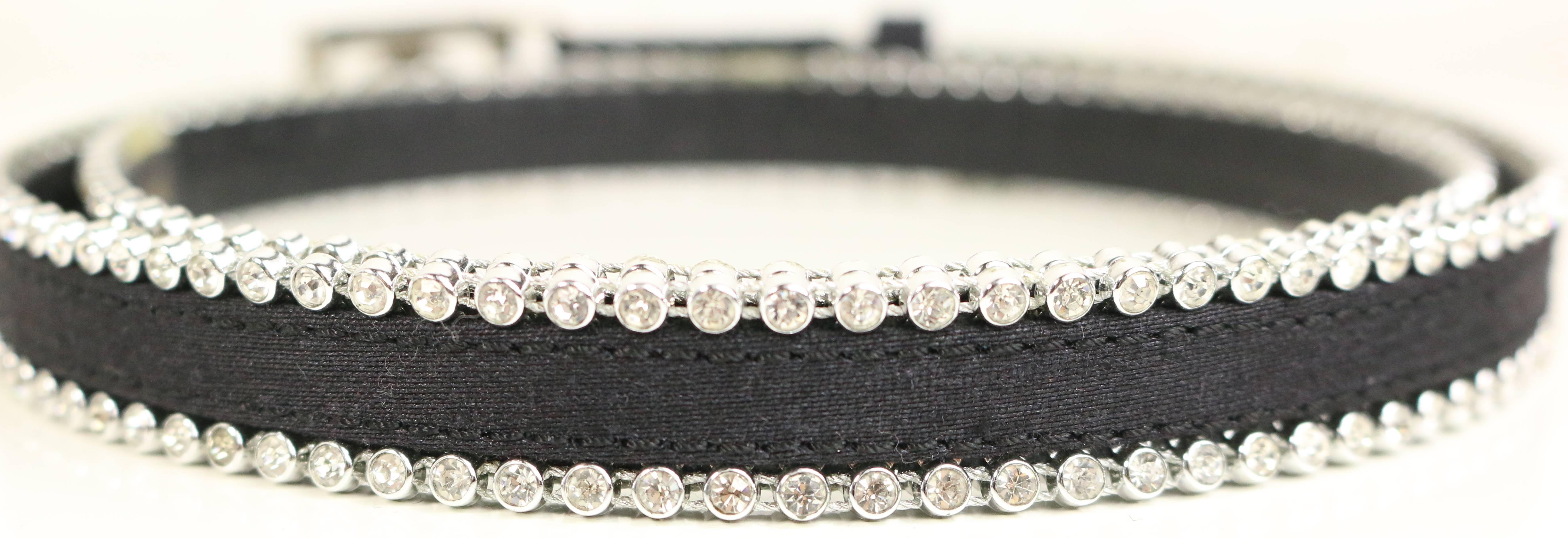Gianni Versace Black Silk and Rhinestone with Medusa Buckle Belt In Excellent Condition For Sale In Sheung Wan, HK