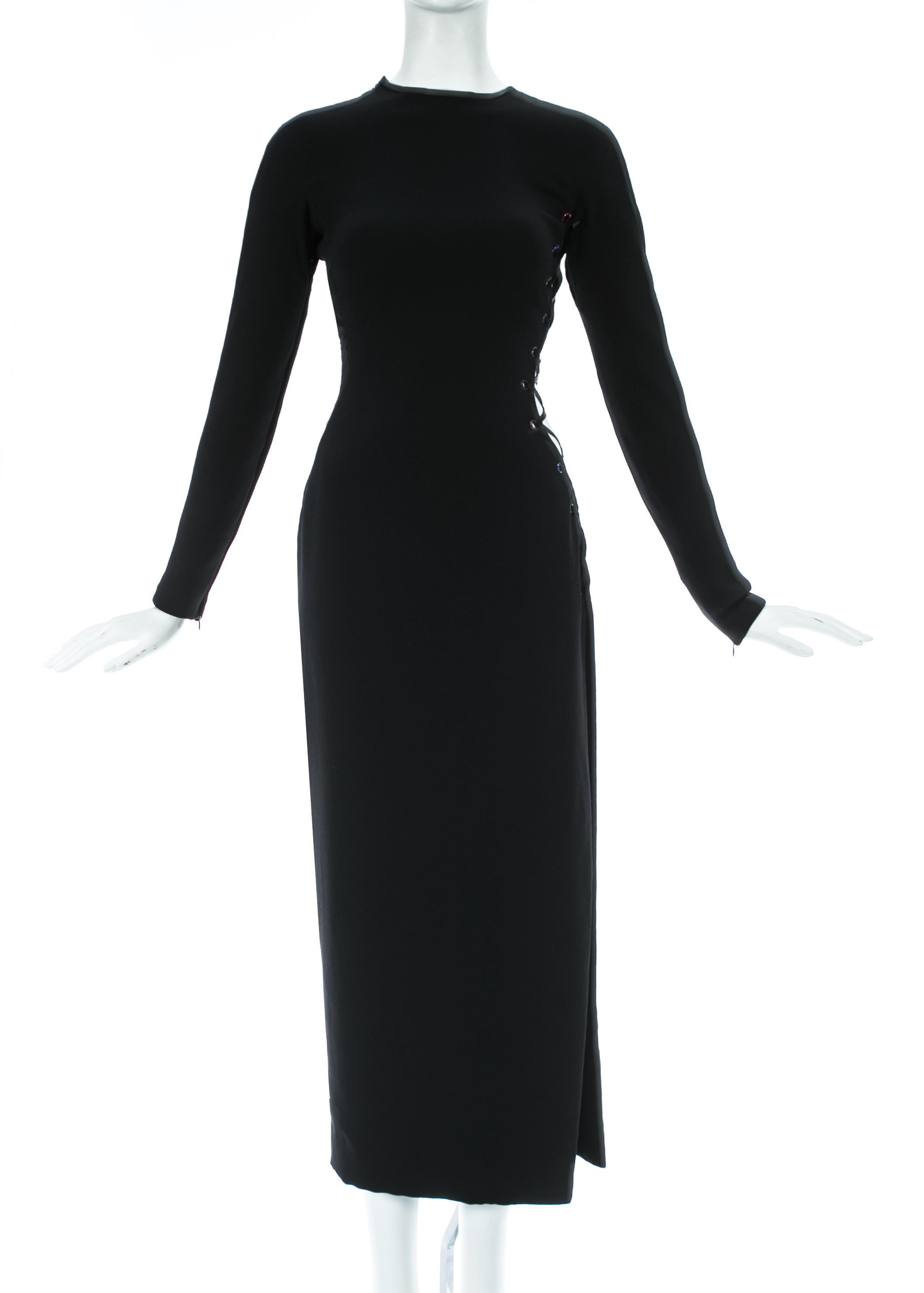 Gianni Versace black silk and velvet lace up evening dress, A/W 1991 In Good Condition In London, GB