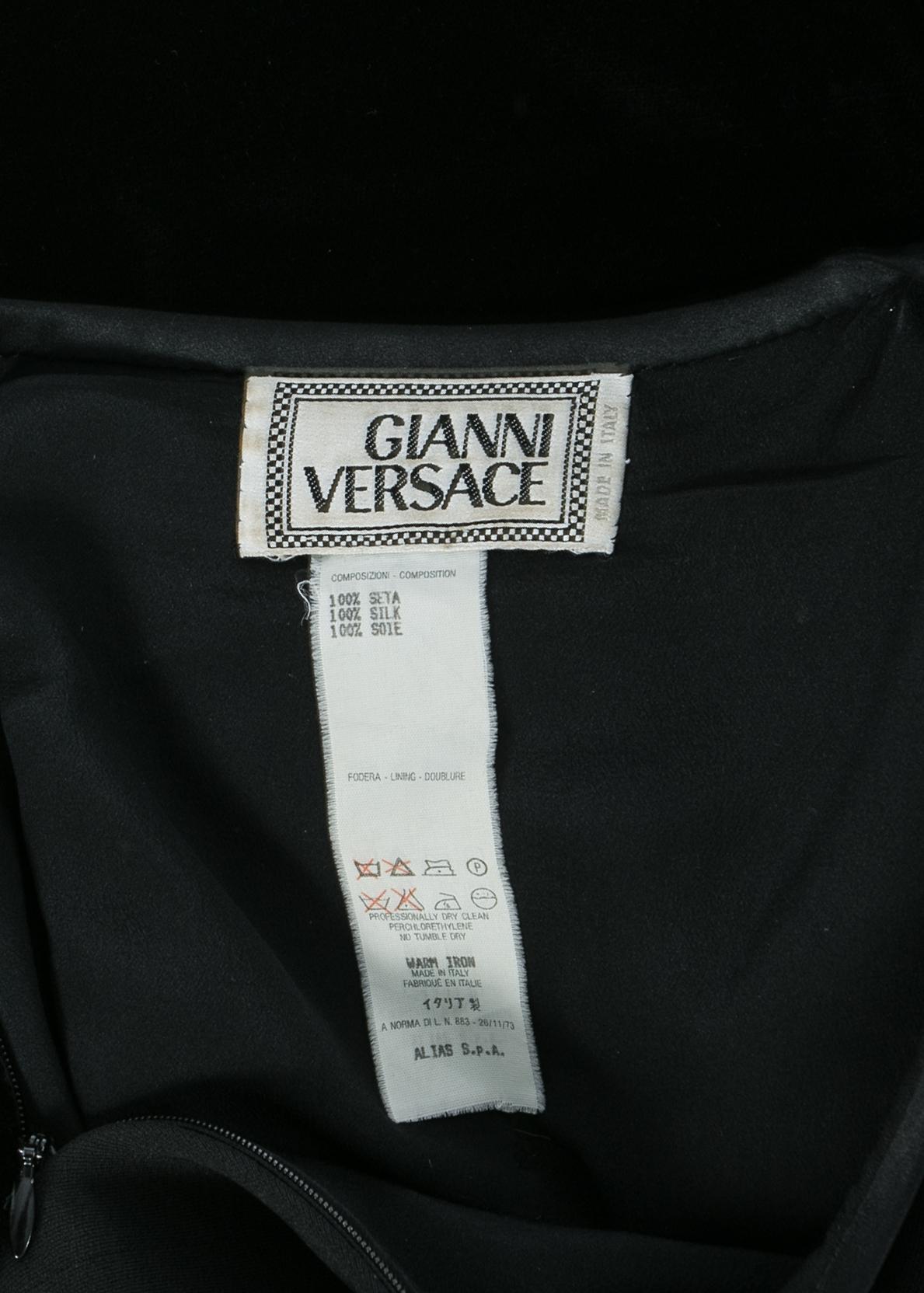 Women's Gianni Versace black silk and velvet lace up evening dress, A/W 1991