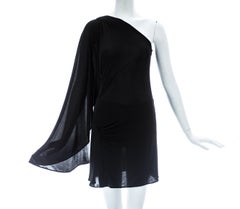 Gianni Versace black silk jersey 1-sleeve draped evening dress, S/S 2001