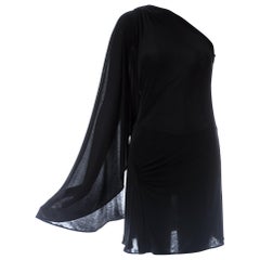 Gianni Versace black silk jersey 1-sleeve draped evening dress, S/S 2001