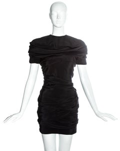 Gianni Versace black silk ruched mini dress, ss 1987