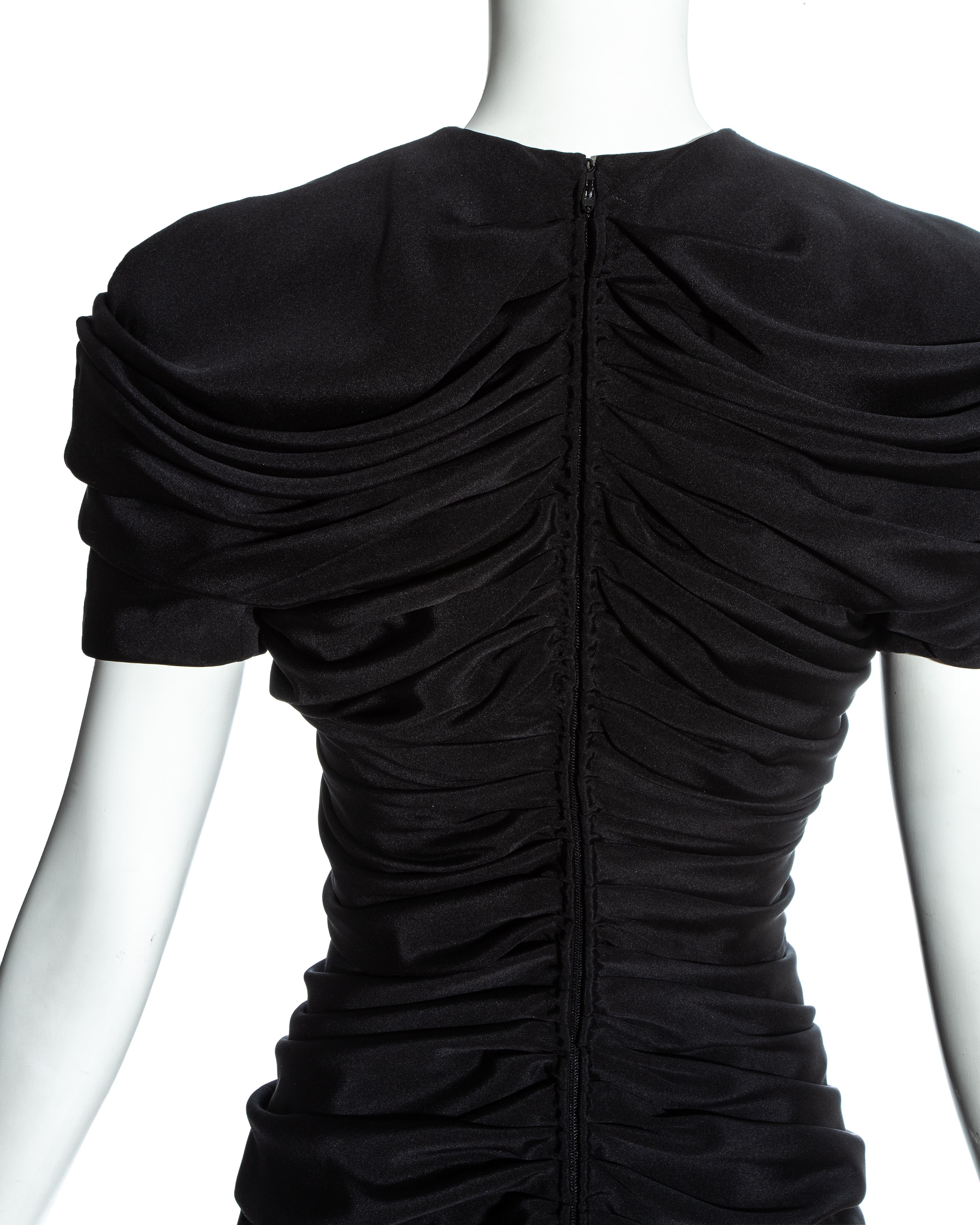Gianni Versace black silk ruched mini dress, ss 1987 In Excellent Condition In London, GB
