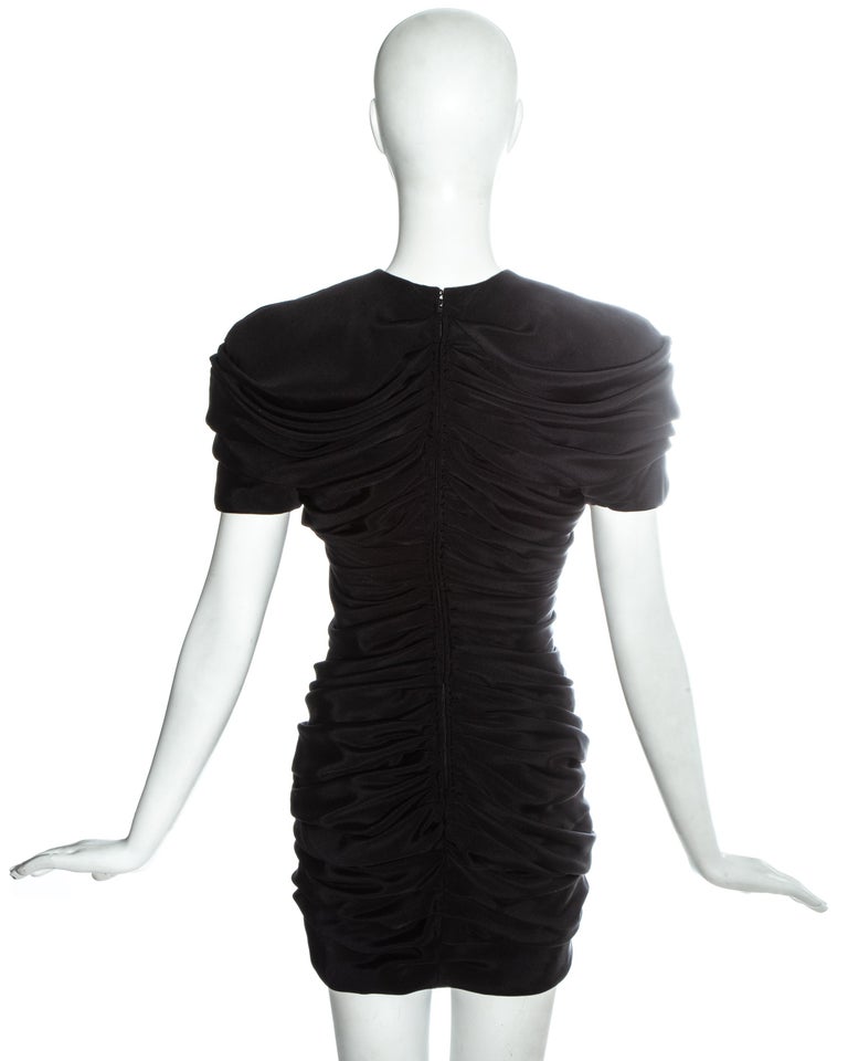 Gianni Versace black silk ruched mini dress, ss 1987 For Sale at ...