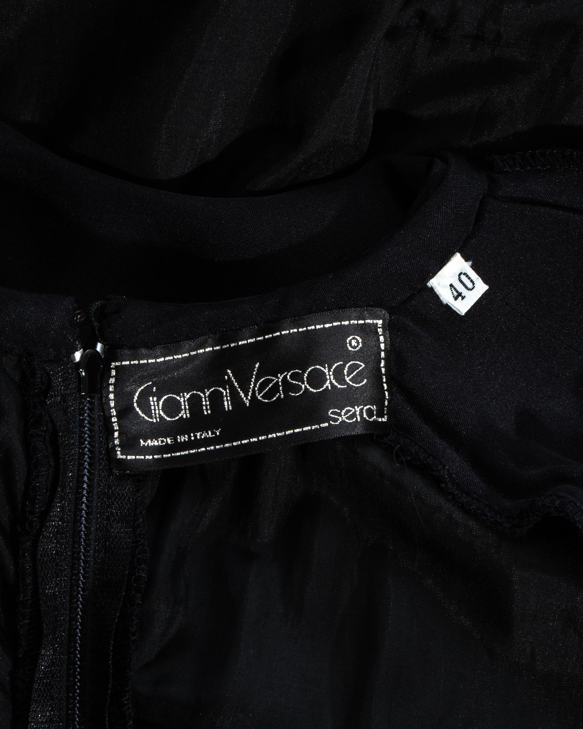 Gianni Versace black silk ruched mini dress, ss 1987 1