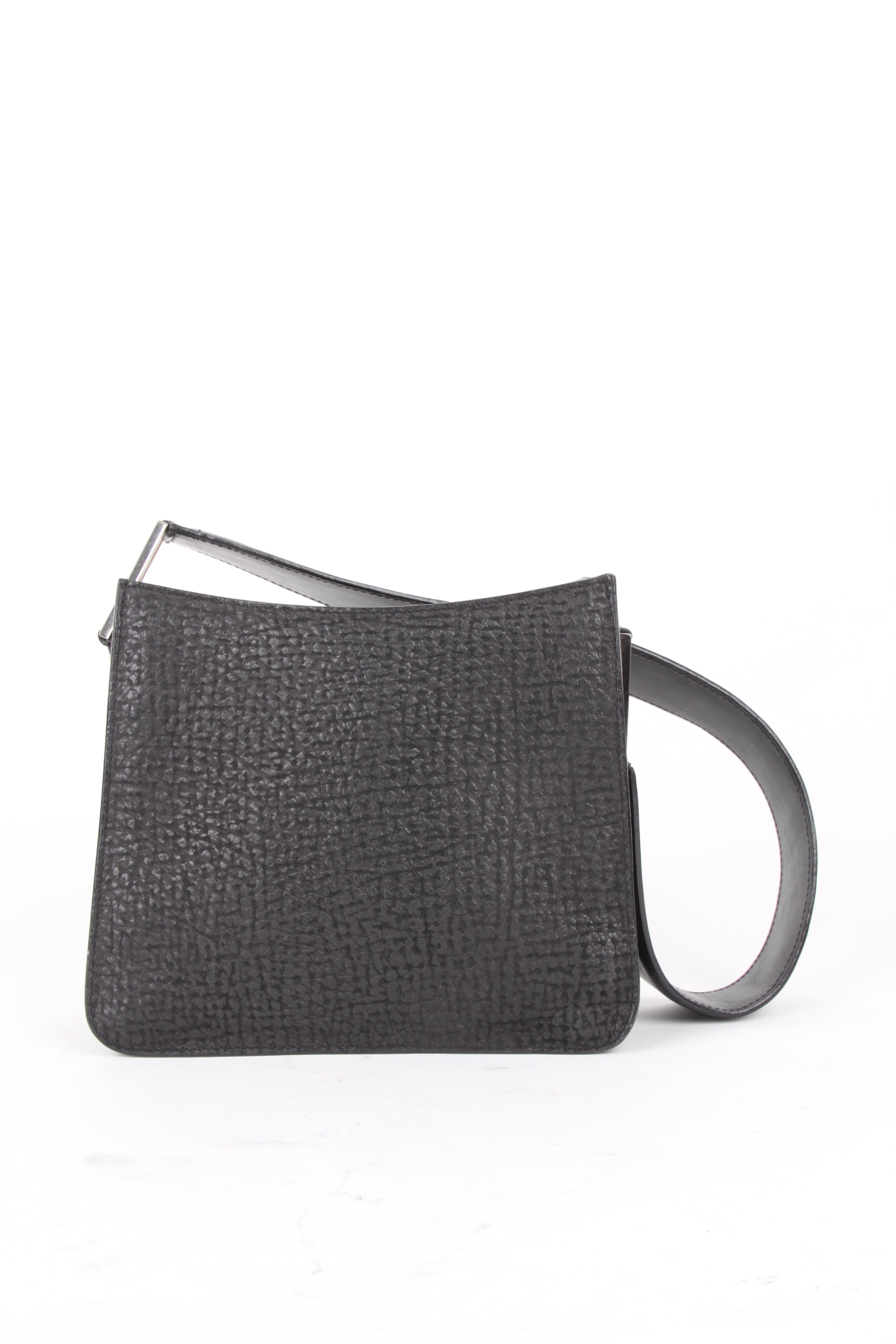 Women's or Men's Gianni Versace Black Silver Leather Shoulder Bag For Sale
