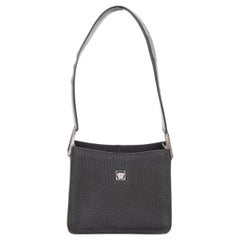 Gianni Versace Black Silver Leather Shoulder Bag