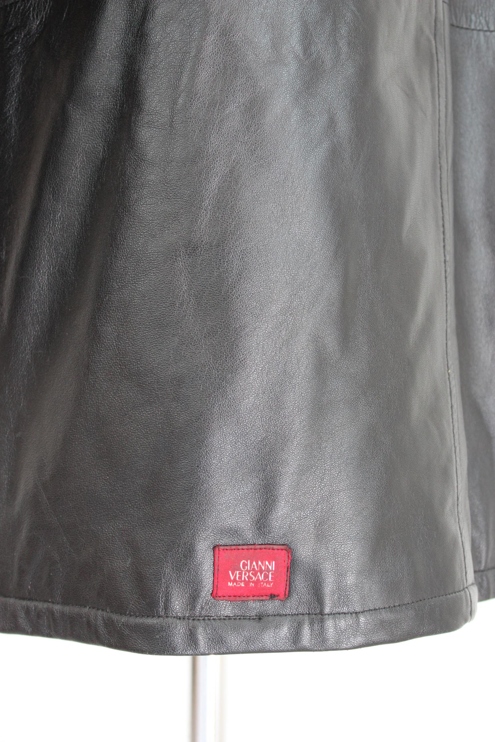 Gianni Versace Black Soft Leather Long Coat 1990s 1