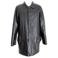 Gianni Versace Black Soft Leather Long Coat 1990s