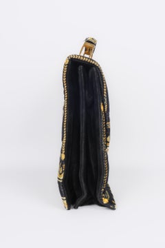 Gianni Versace Black Velvet Bag with Golden Patterns