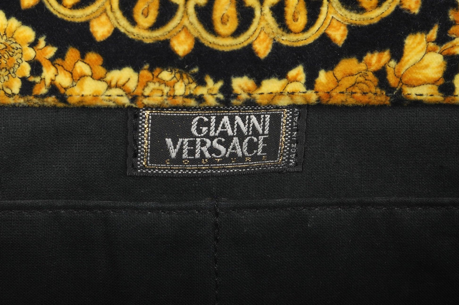 Gianni Versace Black Velvet Bag with Golden Patterns For Sale 3