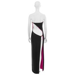 Gianni Versace - Robe de soirée sans bretelles noire à look humide avec découpes, printemps-été 1998