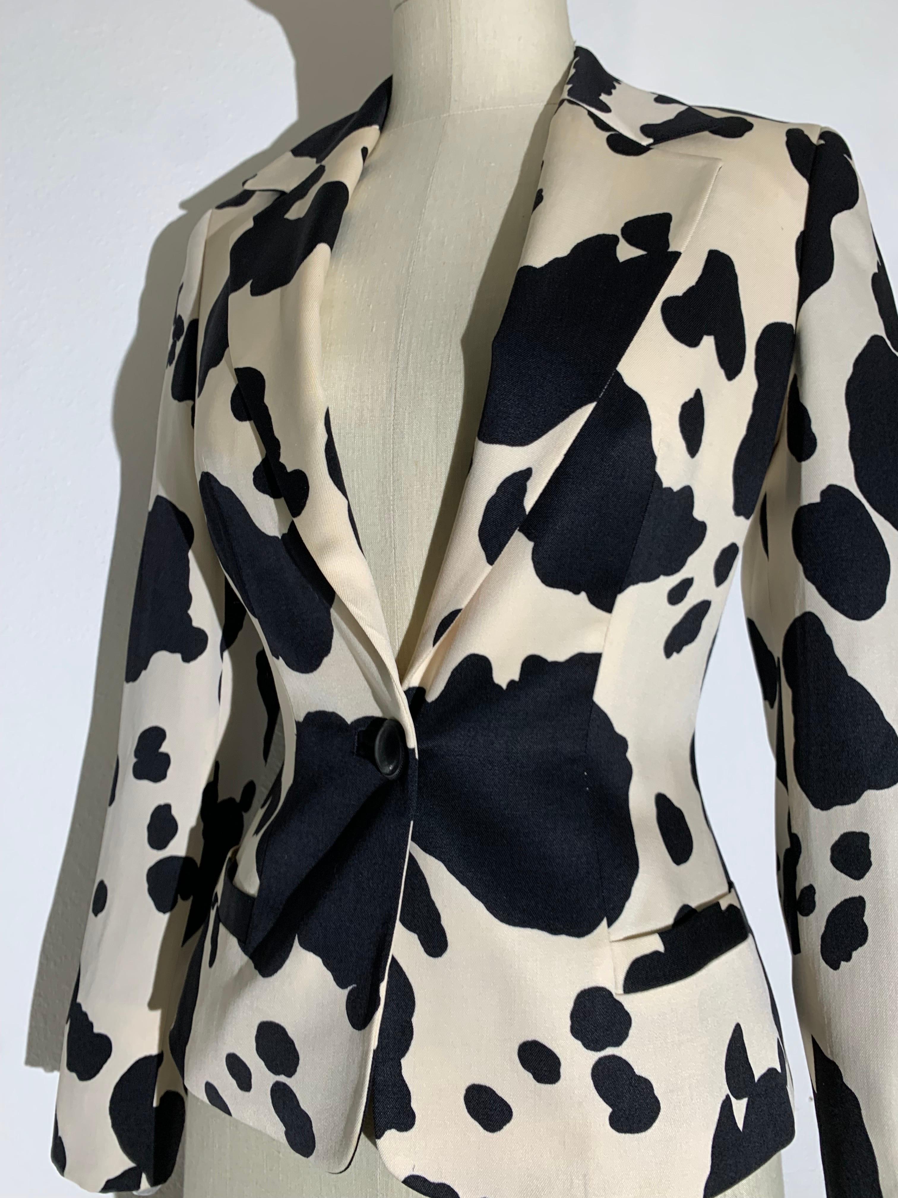 Gianni Versace Black/White Cow Print Wool Gabardine Jacket w Single Button For Sale 7
