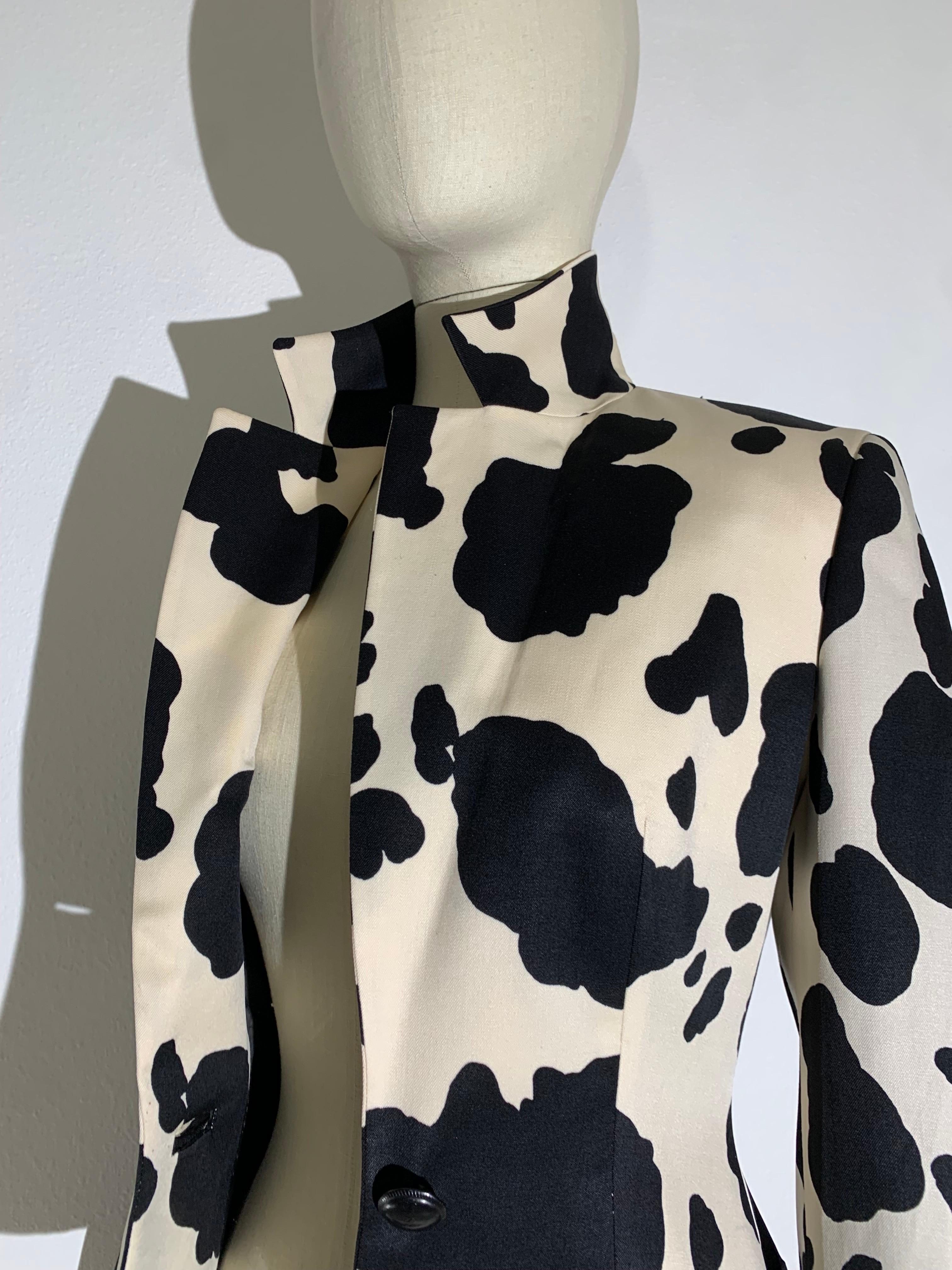 Gianni Versace Black/White Cow Print Wool Gabardine Jacket w Single Button For Sale 10