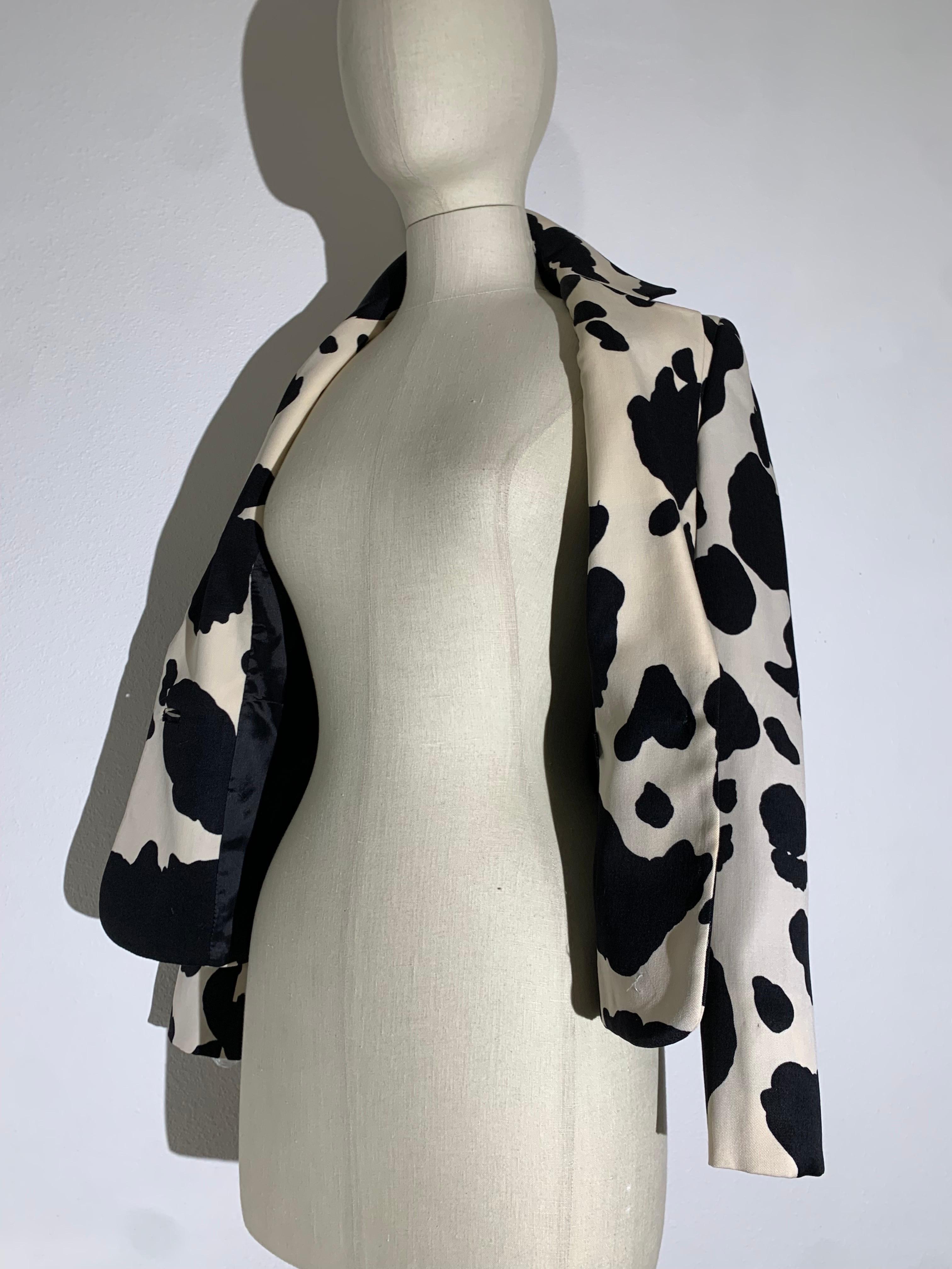 Gianni Versace Black/White Cow Print Wool Gabardine Jacket w Single Button For Sale 11
