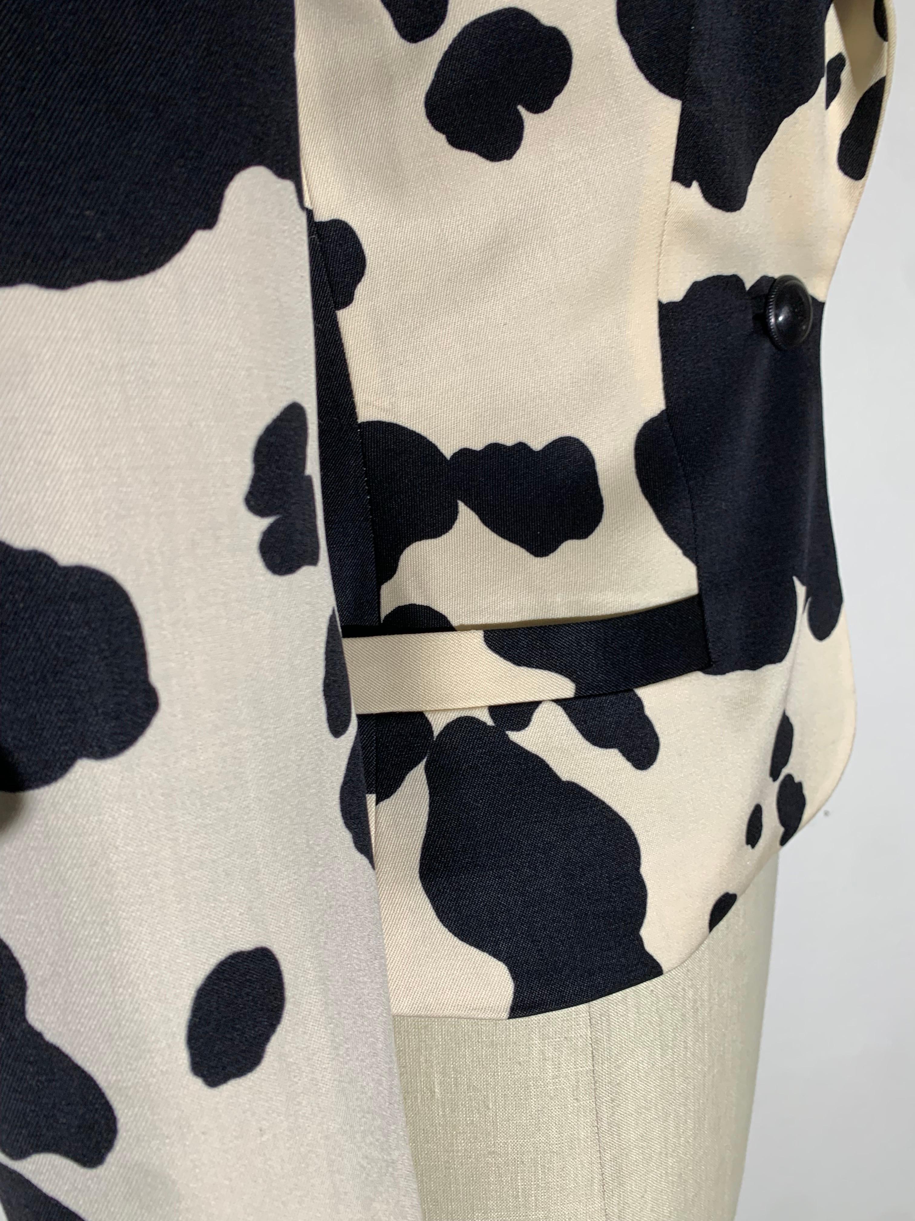 Gianni Versace Black/White Cow Print Wool Gabardine Jacket w Single Button For Sale 3