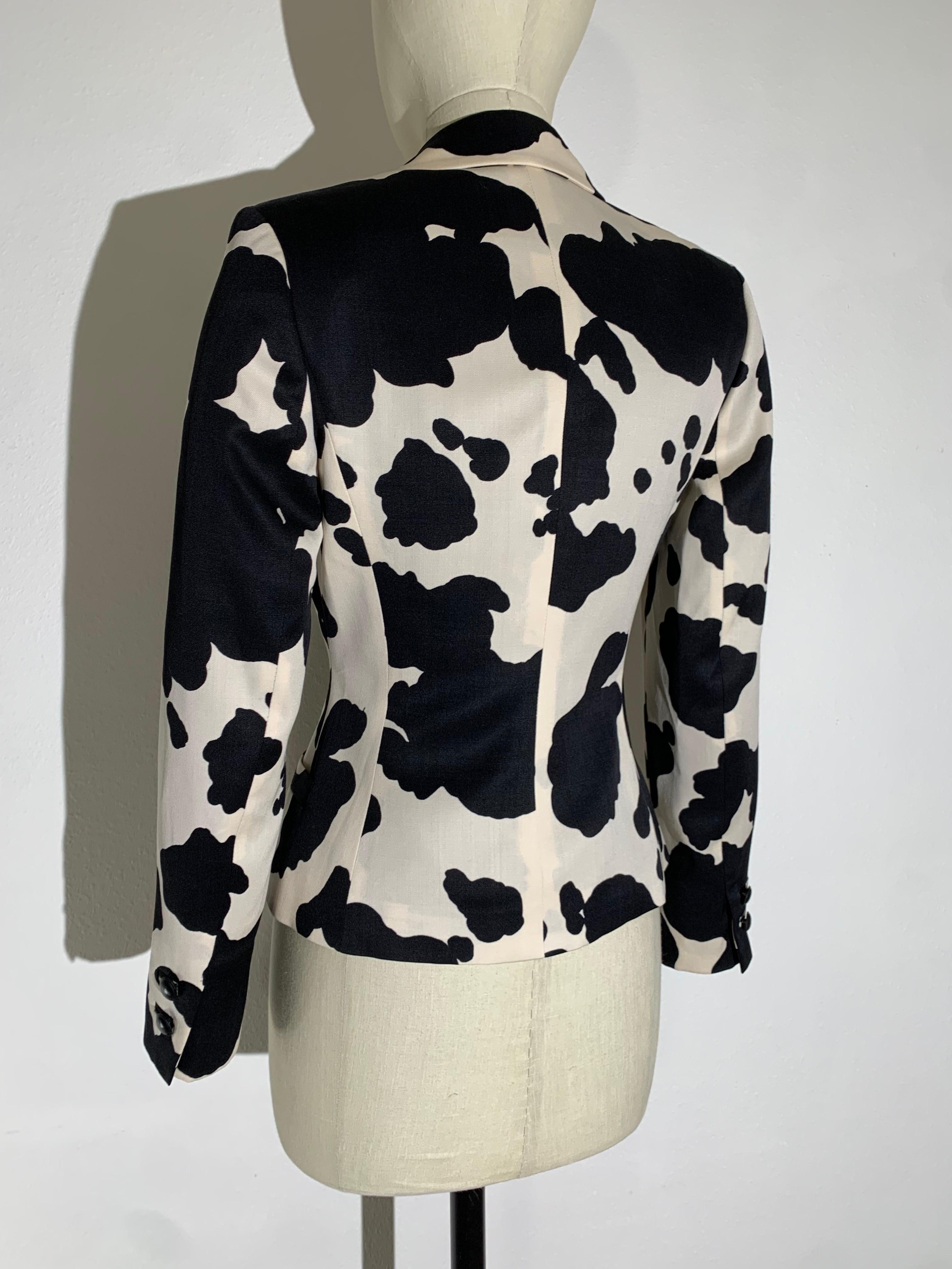 Gianni Versace Black/White Cow Print Wool Gabardine Jacket w Single Button For Sale 4