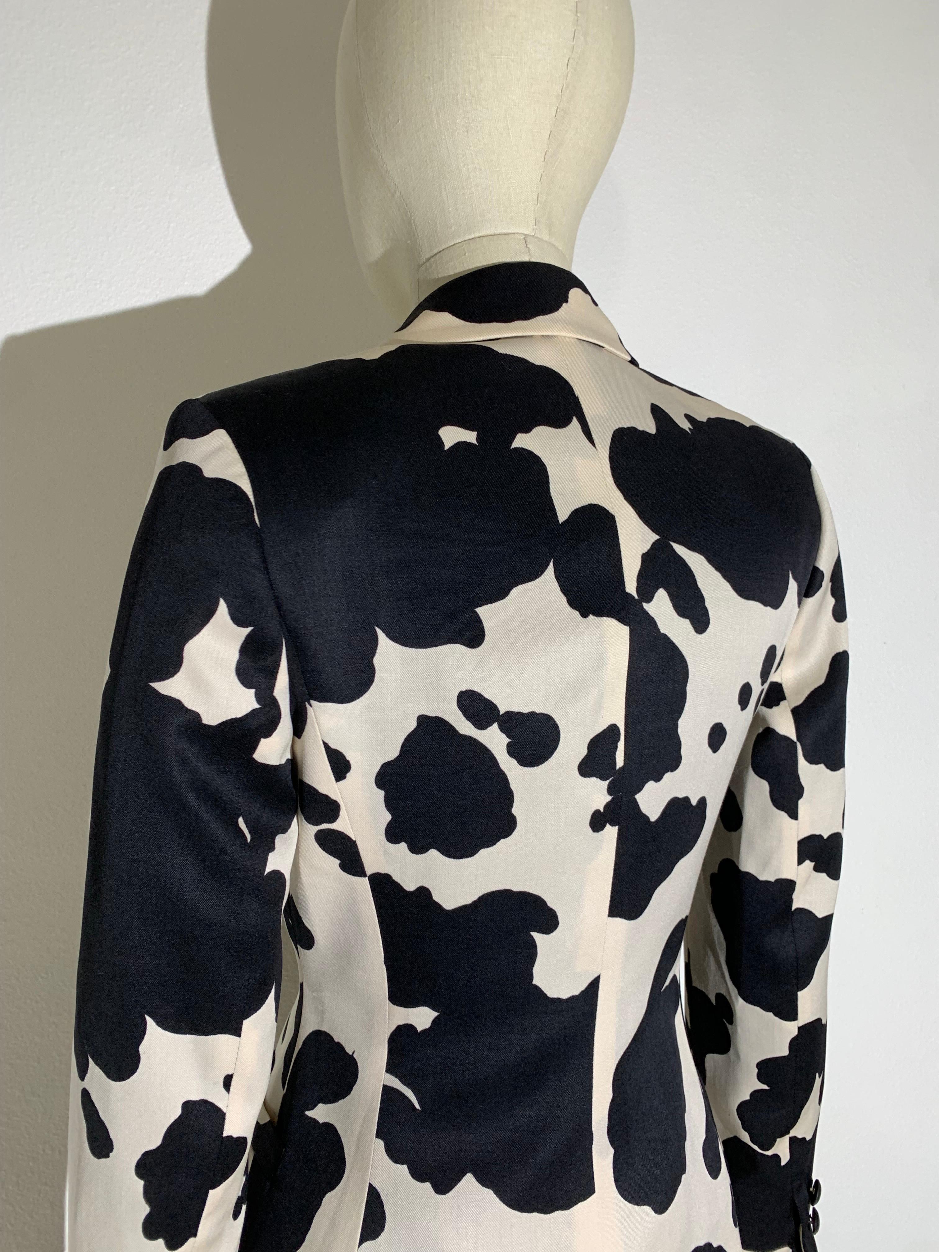 Gianni Versace Black/White Cow Print Wool Gabardine Jacket w Single Button For Sale 5