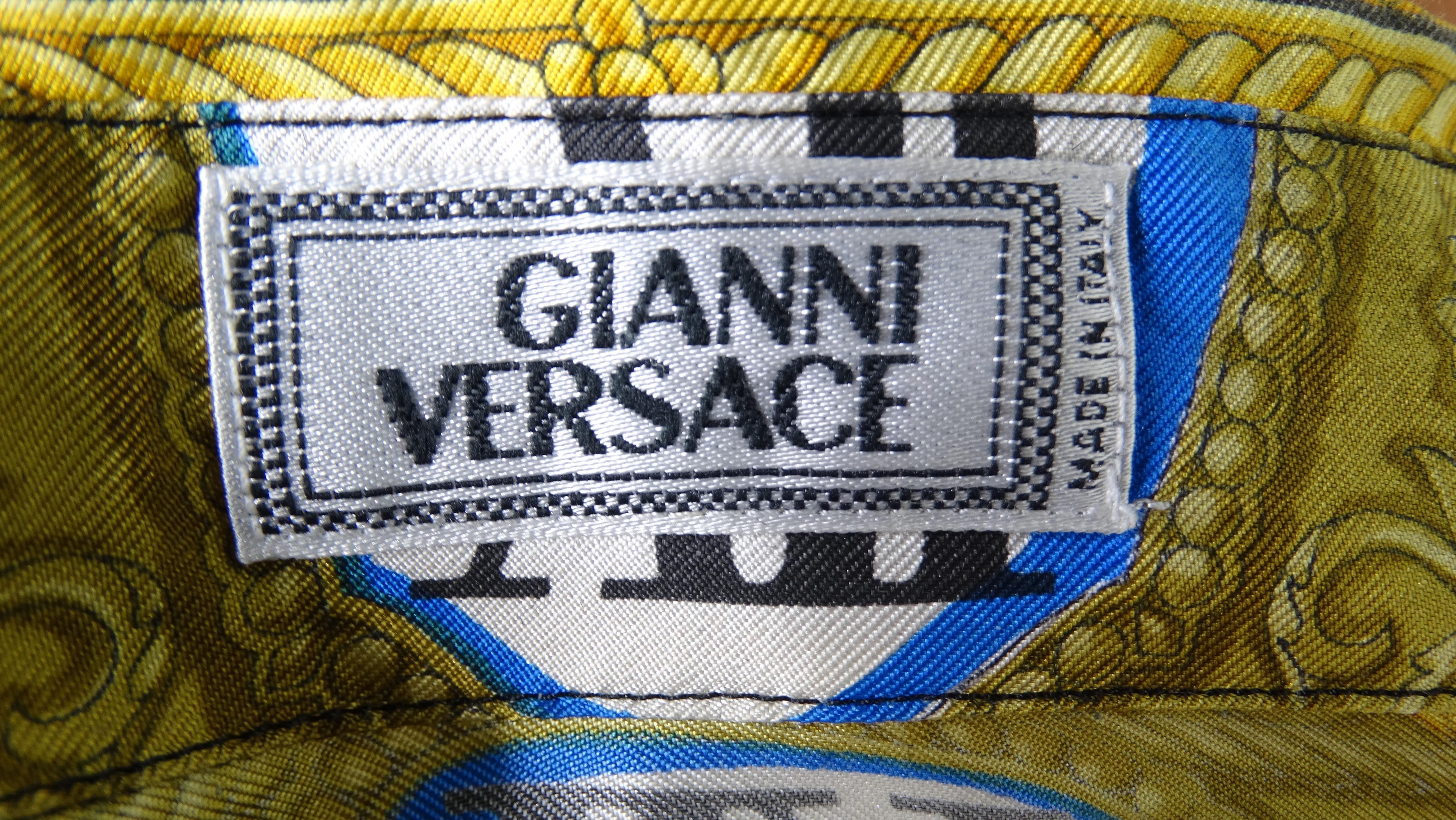 Women's or Men's Gianni Versace Black & White Roman Clock Silk Shirt