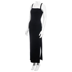 Gianni Versace black wool evening dress with high leg slit, fw 1993