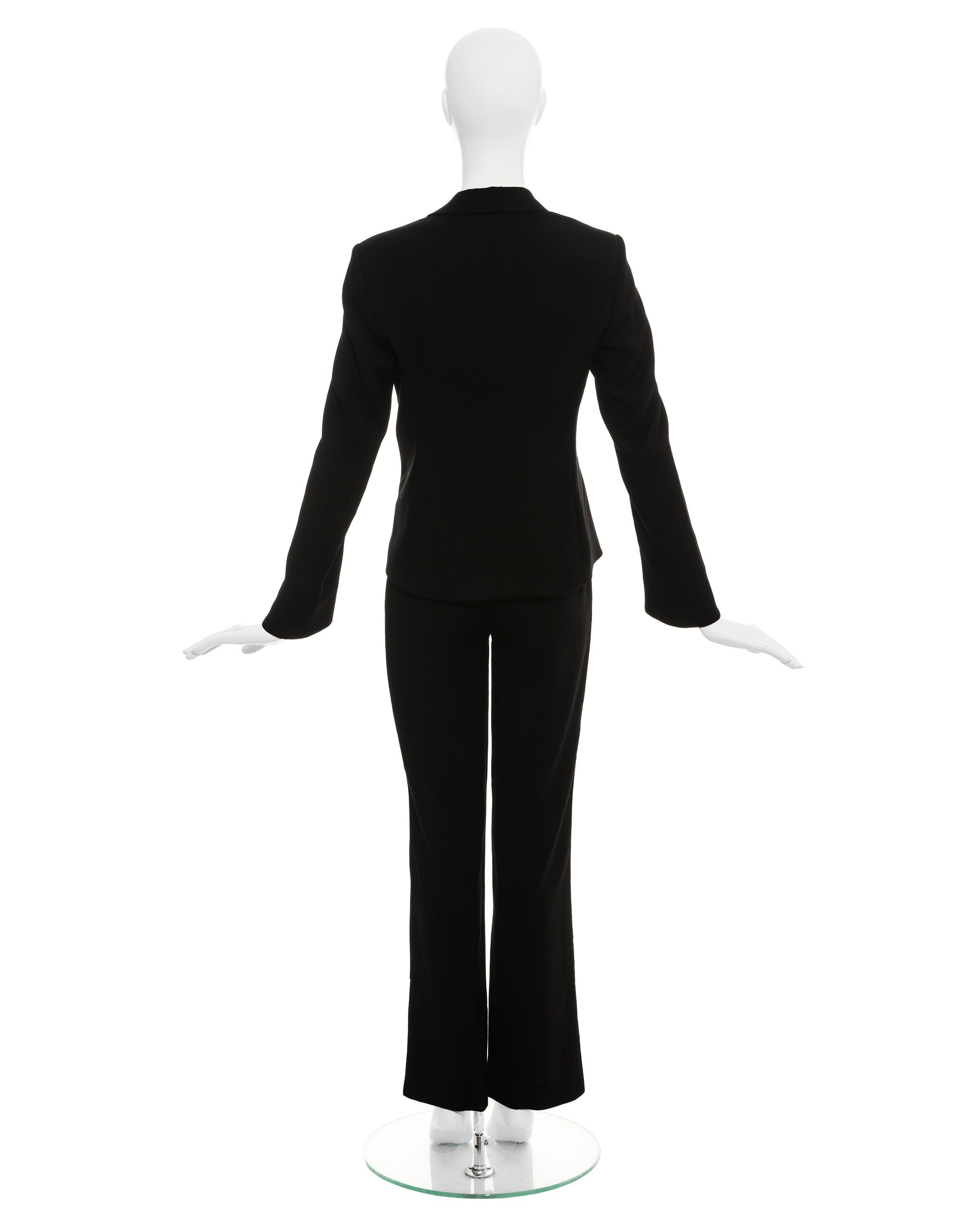 Black Gianni Versace black wool pant suit with mesh inserts, ss 1998