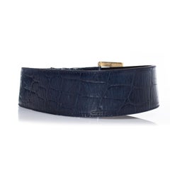 Gianni Versace, Blue croc stamped leather waist belt