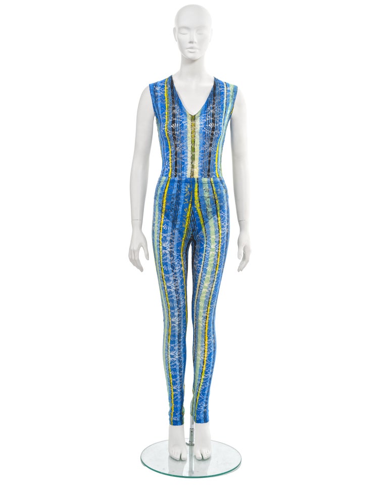 Gianni Versace blue lace bodysuit and leggings set, fw 1993 For Sale at  1stDibs