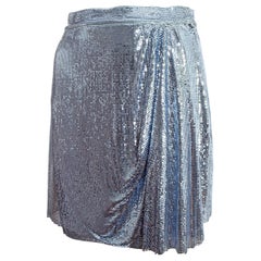 Gianni Versace blue Oroton chainmail draped evening mini skirt, fw 1994