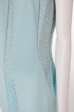 Gianni Versace Blue Silk Column Gown with Paillette Embellishment, 1995.