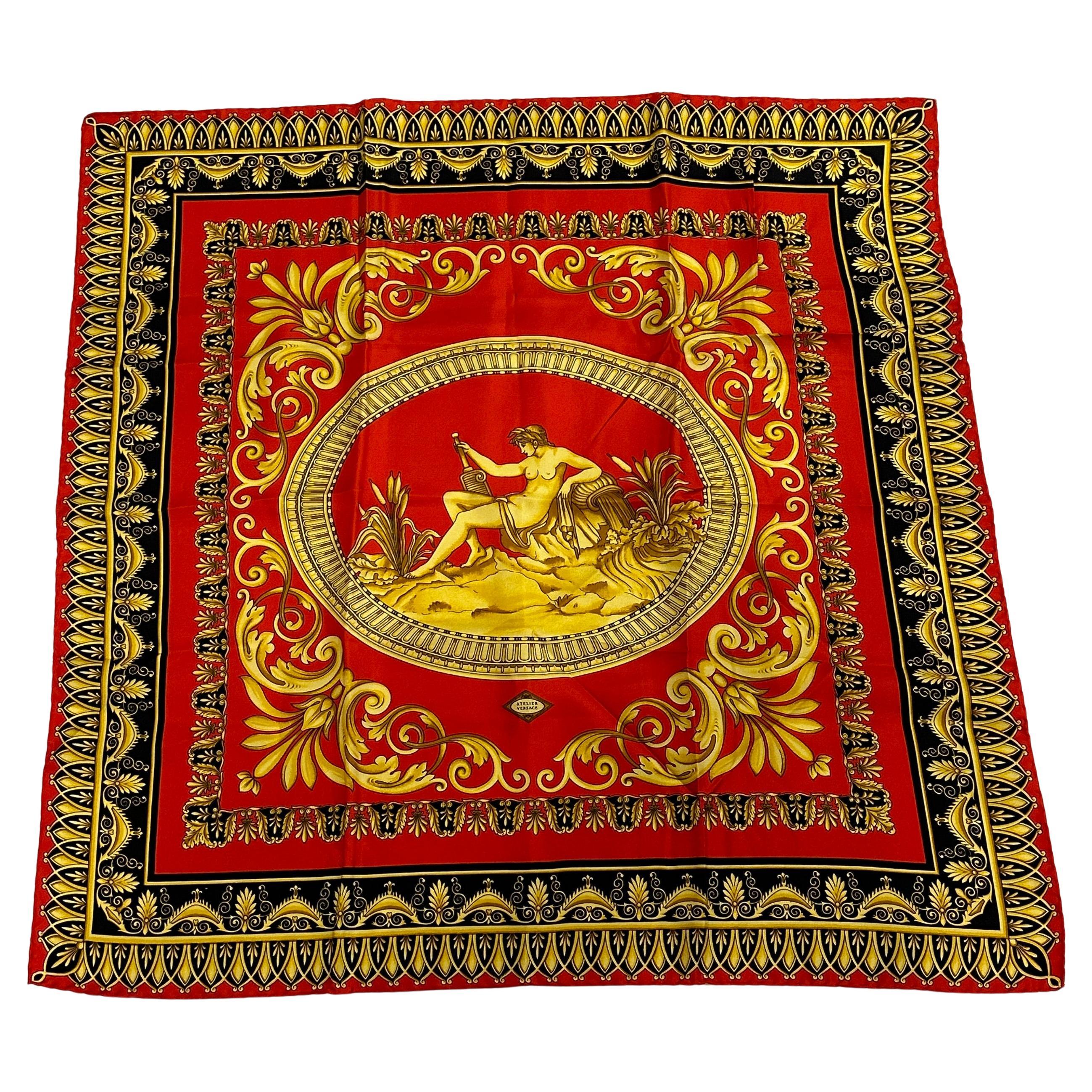 Gianni Versace Bold "House Of Versace" Silk Jacquard Scarf For Sale
