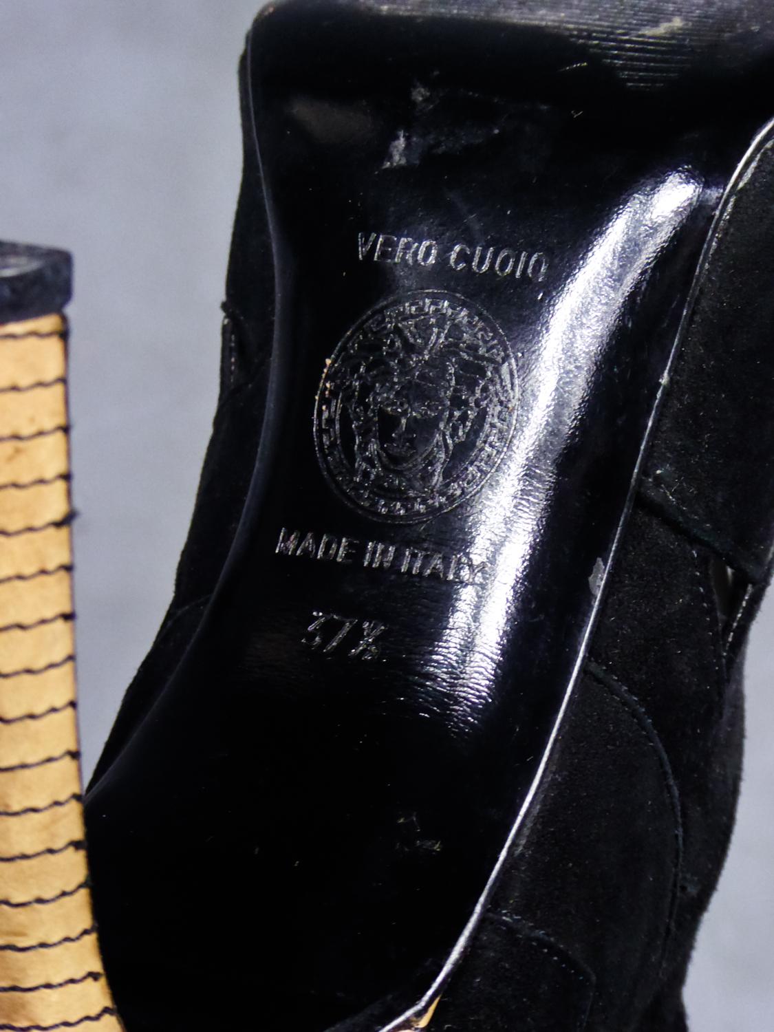 Gianni Versace Boots in Suede and Swarovski Rhinestone Circa 2000 For Sale 5