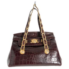 Vintage Gianni Versace Bordeaux Faux Leather Handle Bag