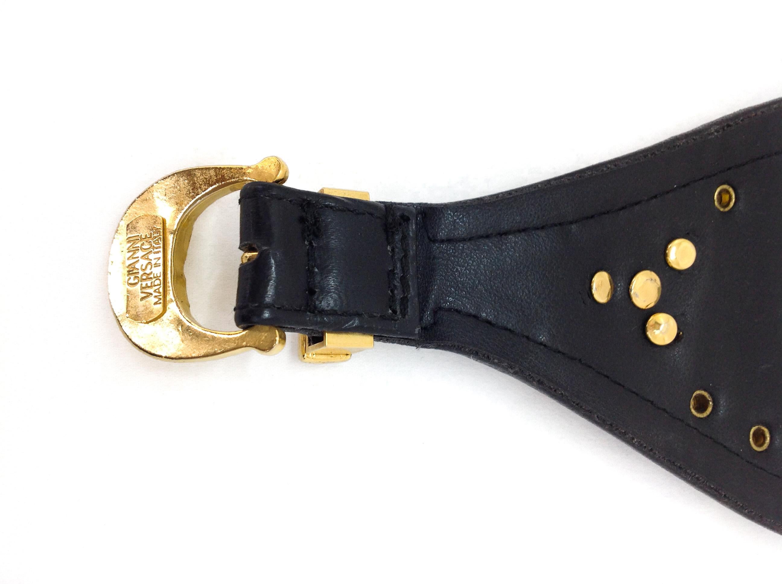 GIANNI VERSACE Bracelet Vintage 1990s Leather Cuff Miami Collection 1993 8