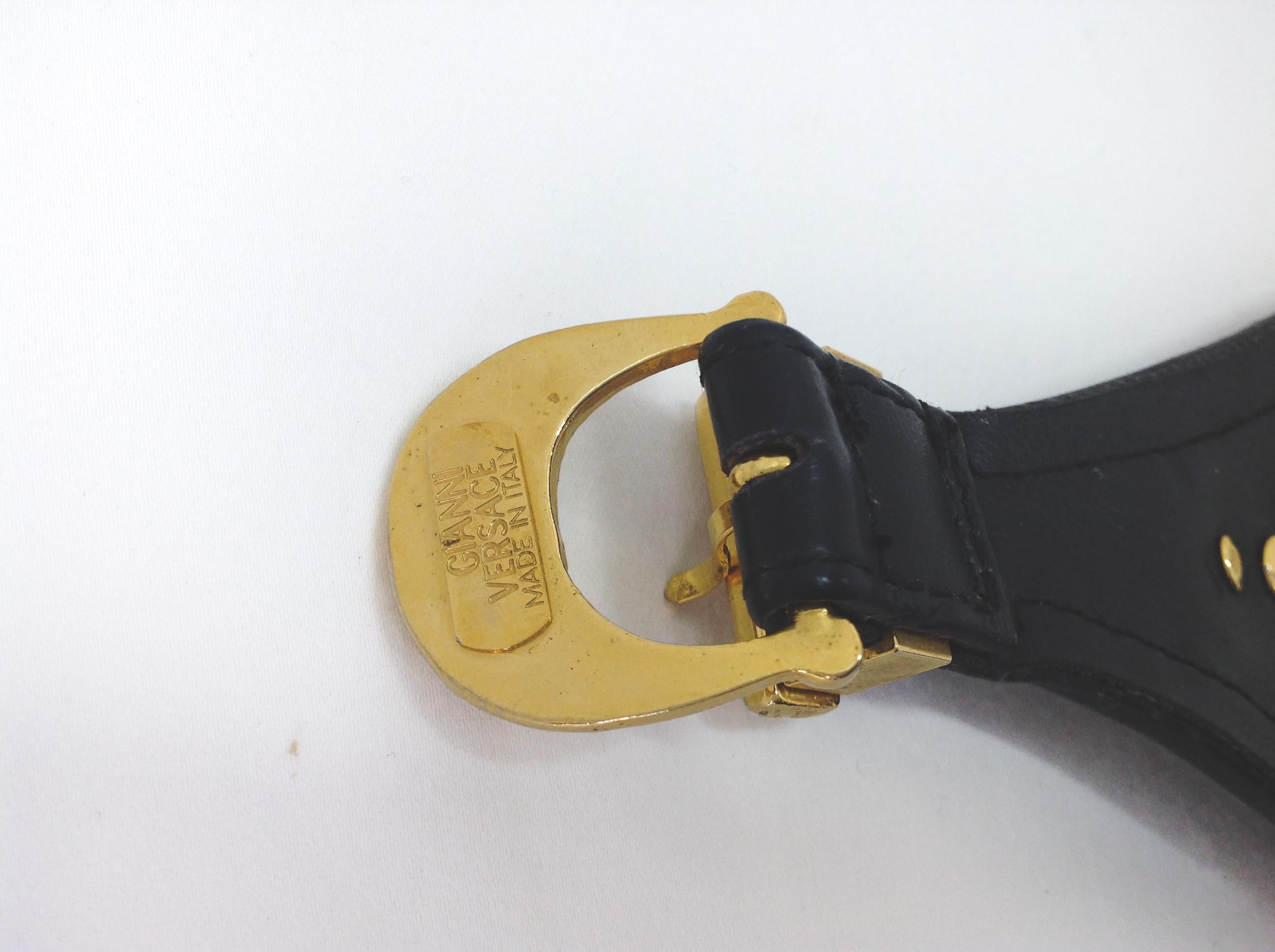 Women's or Men's GIANNI VERSACE Bracelet Vintage 1990s Leather Cuff Miami Collection 1993