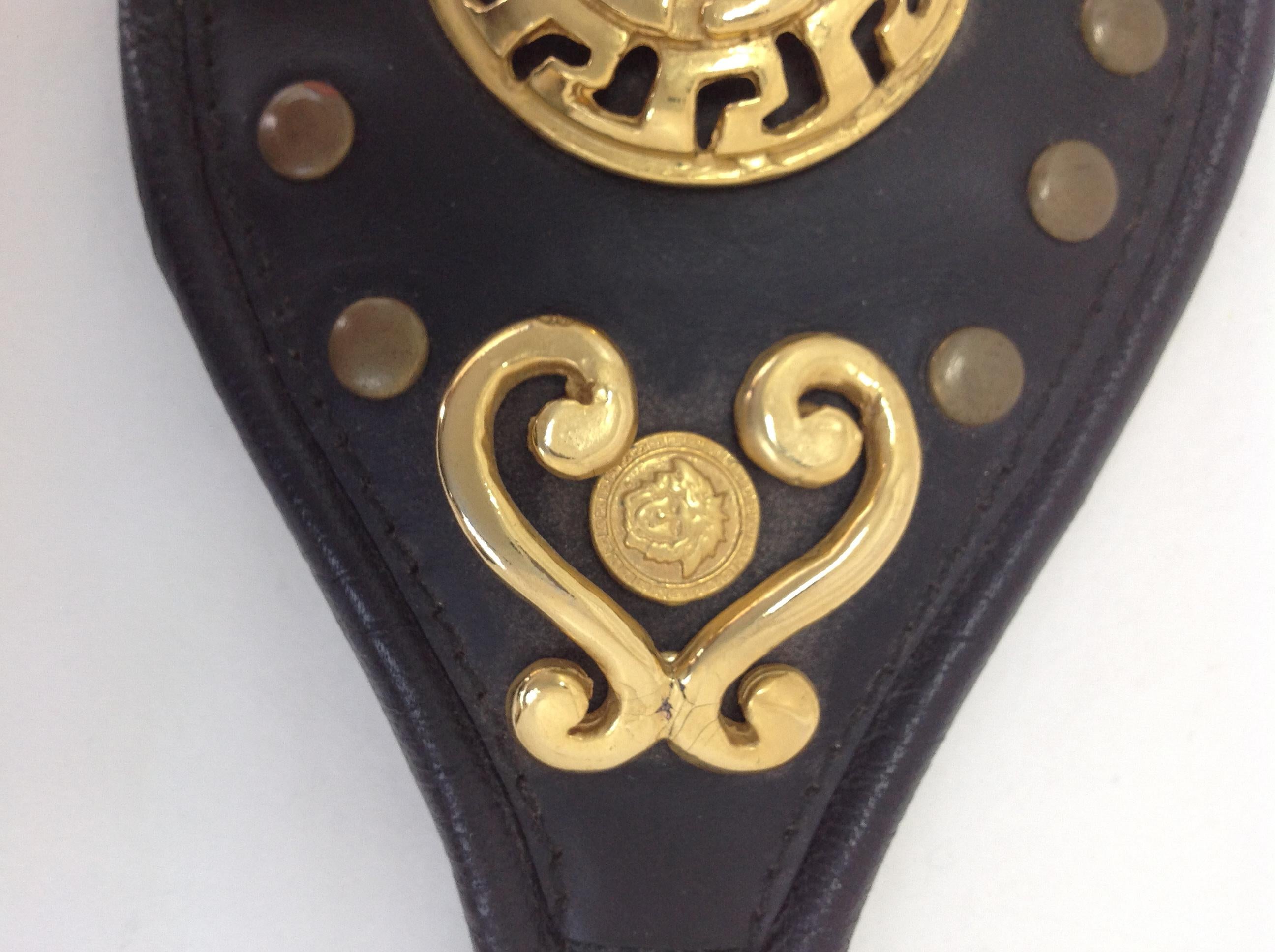 GIANNI VERSACE Bracelet Vintage 1990s Leather Cuff Miami Collection 1993 2