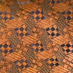 GIANNI VERSACE Brown Black Geometric Jacquard Silk Tie