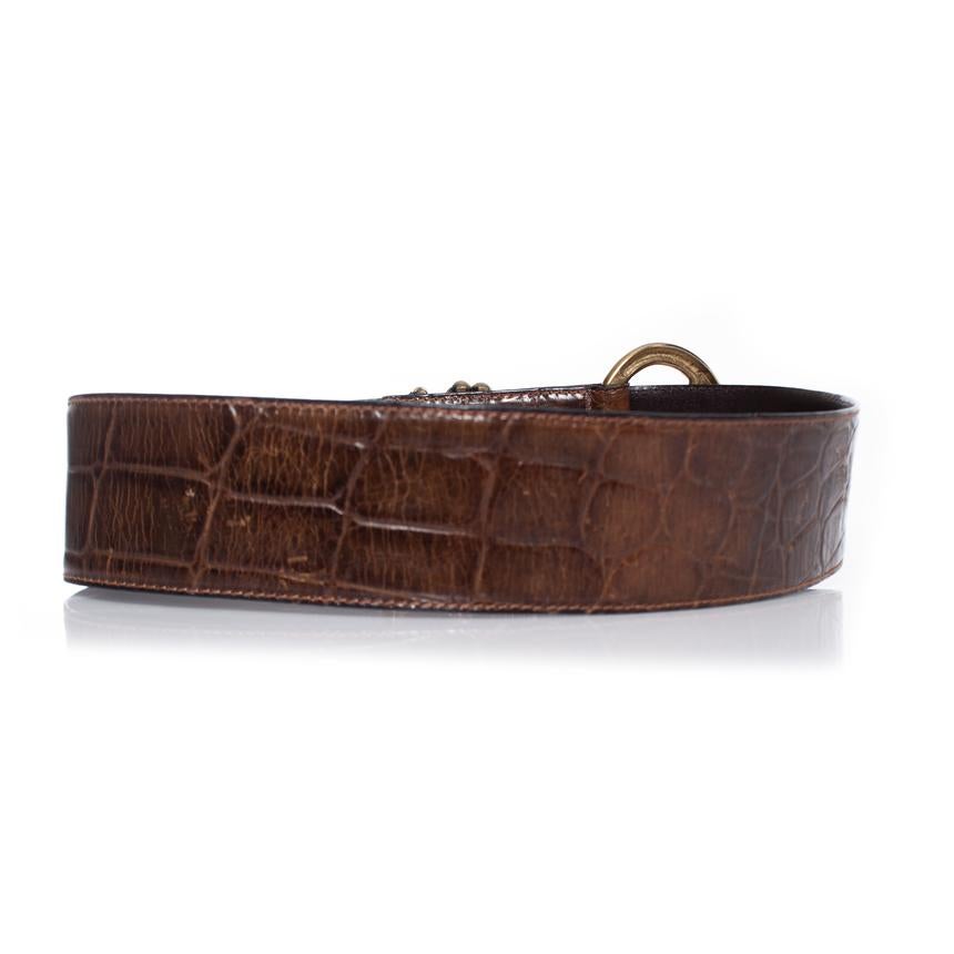 Gianni Versace, Brown croc stamped leather belt In Good Condition For Sale In AMSTERDAM, NL